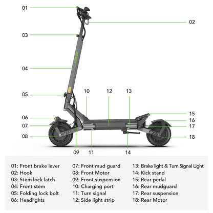 Trottinette électrique VIPCOO VS6 Pro 2400 W à double moteur