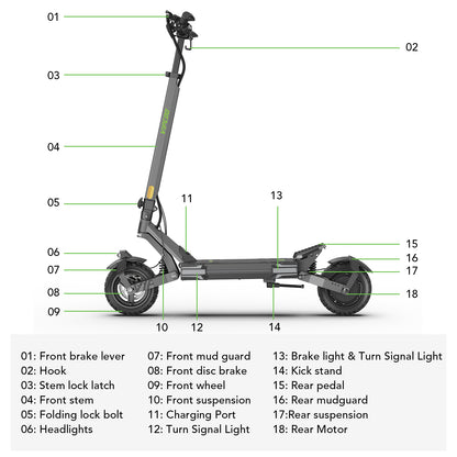 Trottinette électrique VIPCOO VS6 | 1000W, NFC, pneus tout-terrain tubeless