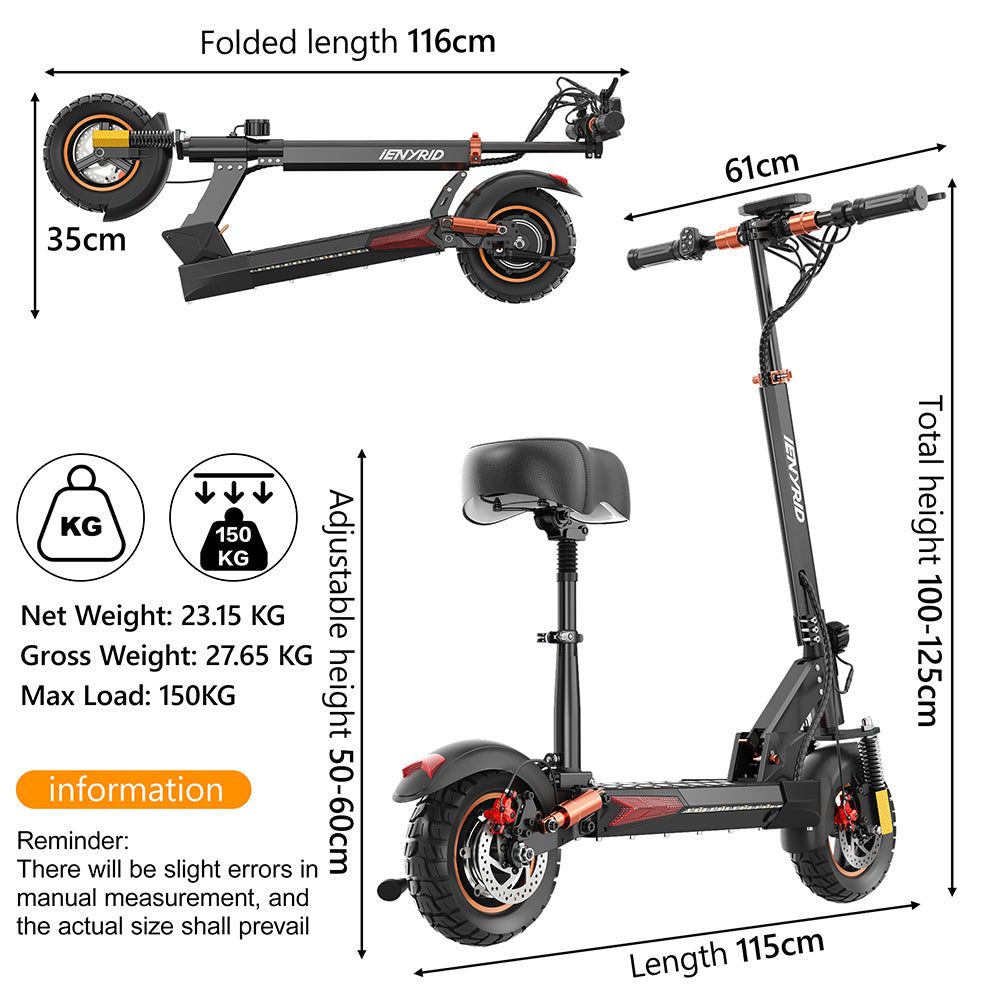 iENYRID M4 Pro S+ 2024 New Version Electric Scooter with Large Size Display, 800W Off Road Electric Scooter, 48V 12.5Ah Battery, 18.6 Miles Long Range