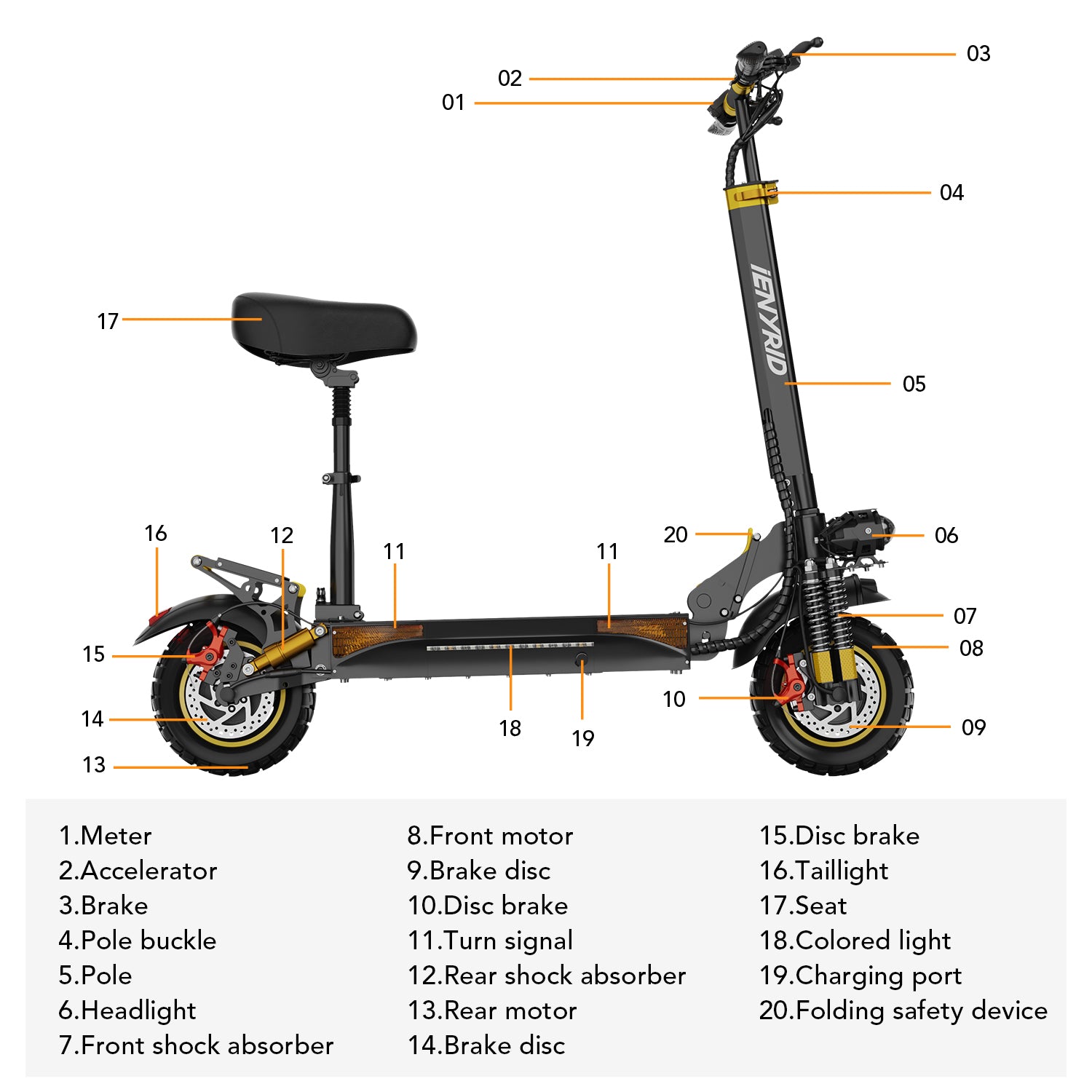 iENYRID ES6 2000W Dual Motor Electric Scooter, Off-Road Electric Scooter with Seat, Top Speed 34 MPH, Long Range 34 Miles, 48V 20.8Ah Battery