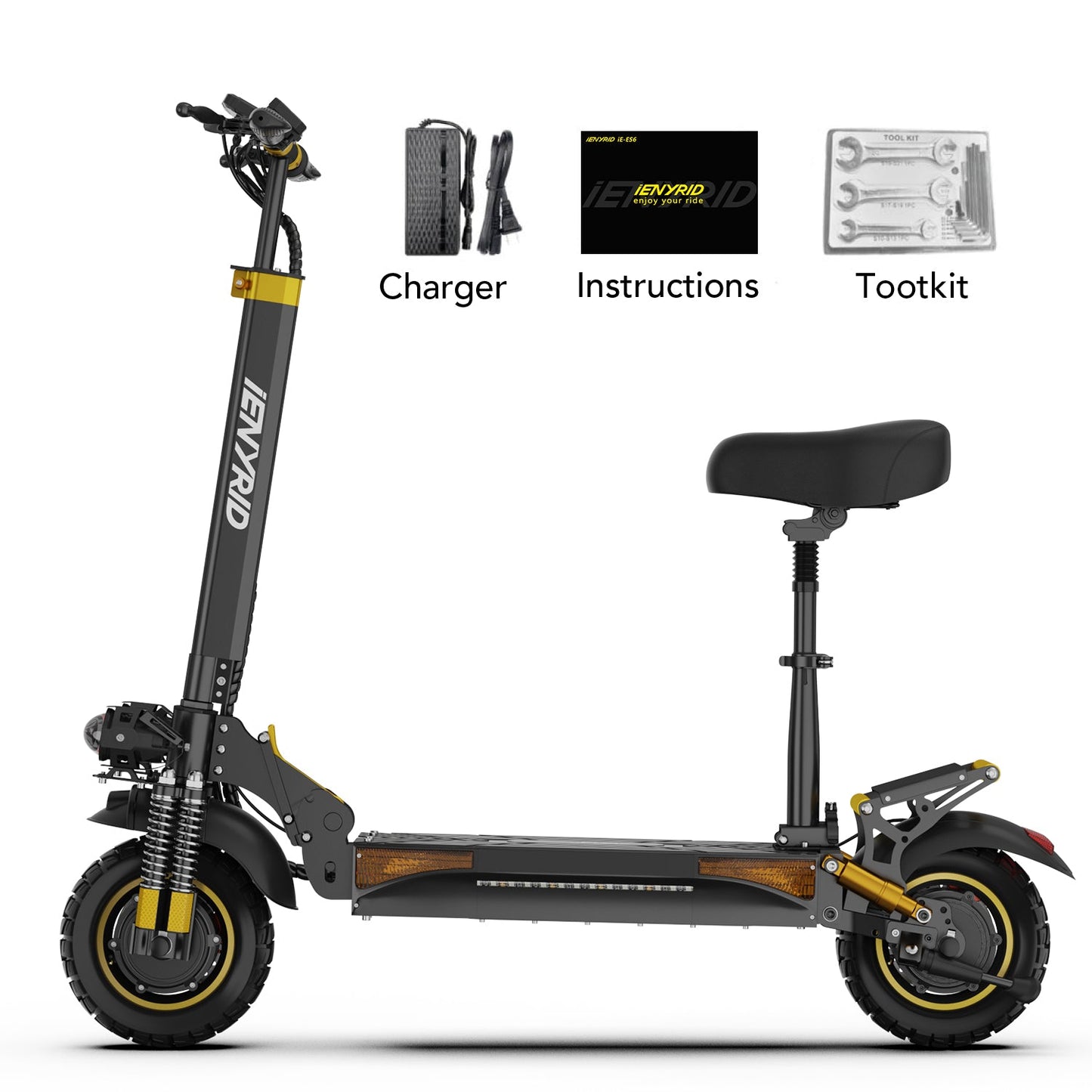 iENYRID ES6 2000W Dual Motor Electric Scooter, Off-Road Electric Scooter with Seat, Top Speed 34 MPH, Long Range 34 Miles, 48V 20.8Ah Battery
